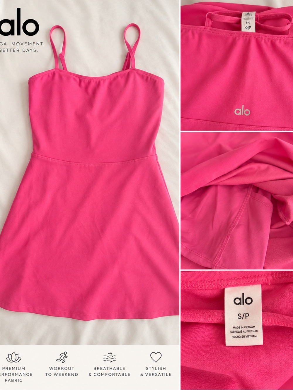 ALO Yoga Hot Pink Strappy Active Dress